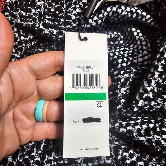 Calvin Klein Textured Dot Knit Tunic Sweater Sz L Cowl Neck Gold Snaps Relaxed - Picture 9 of 12